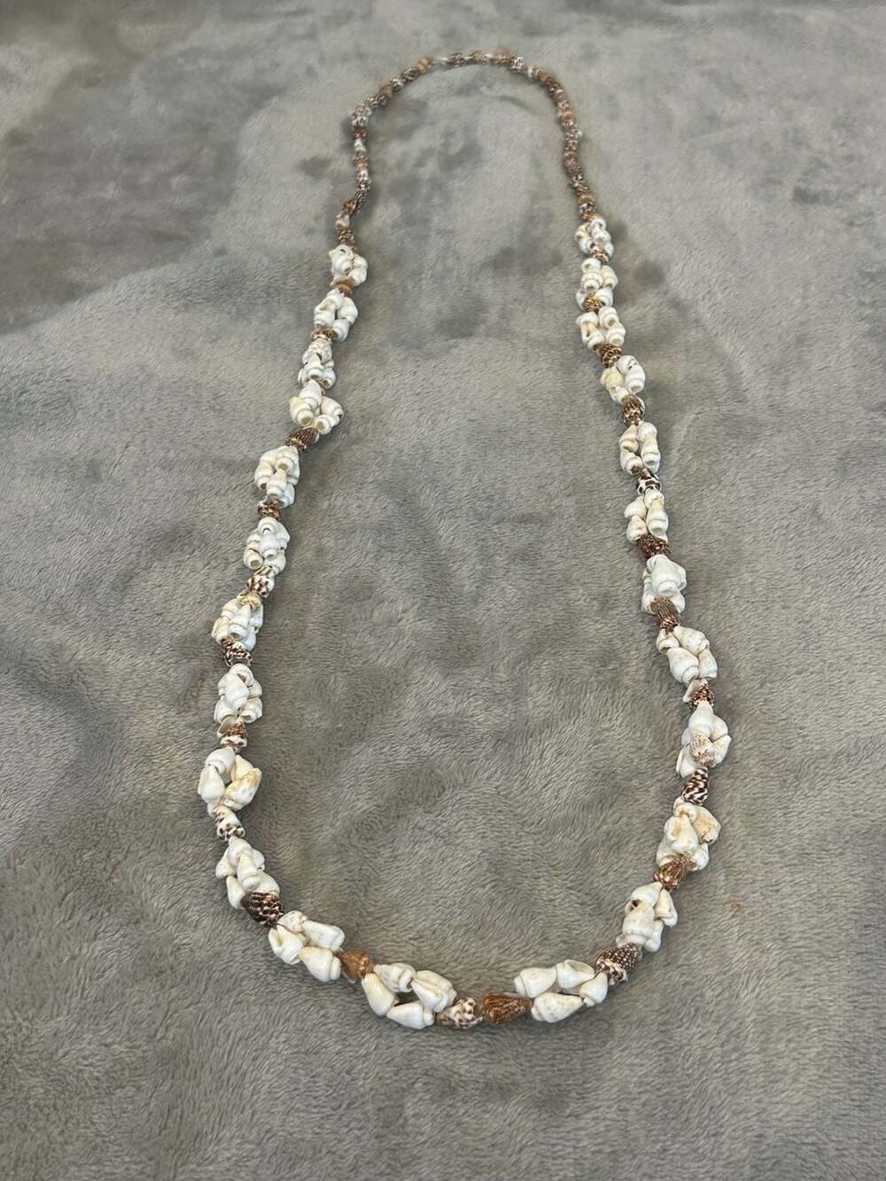 Vintage Natural Sea Shell Long Hawaiian Lei Necklace Beach Boho
